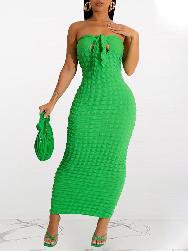 Tied-Front Textured Dress