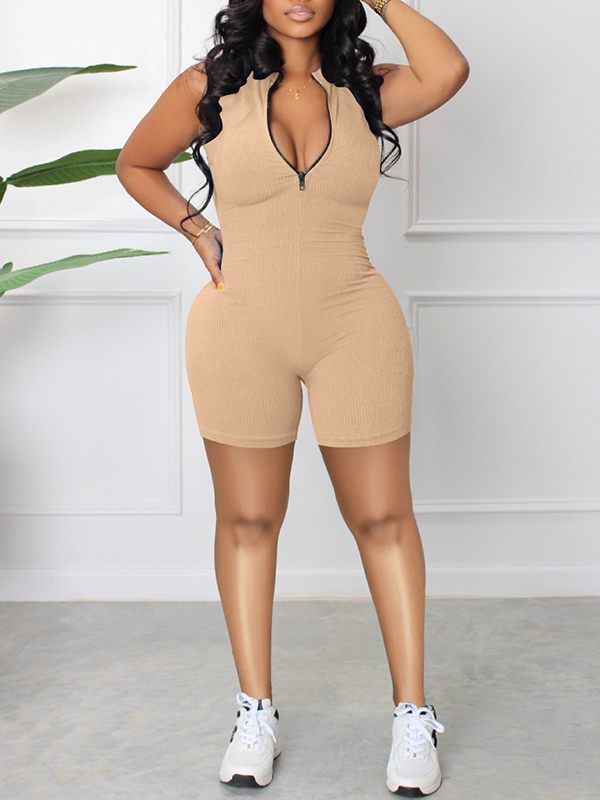Zip-Front Sleeveless Romper