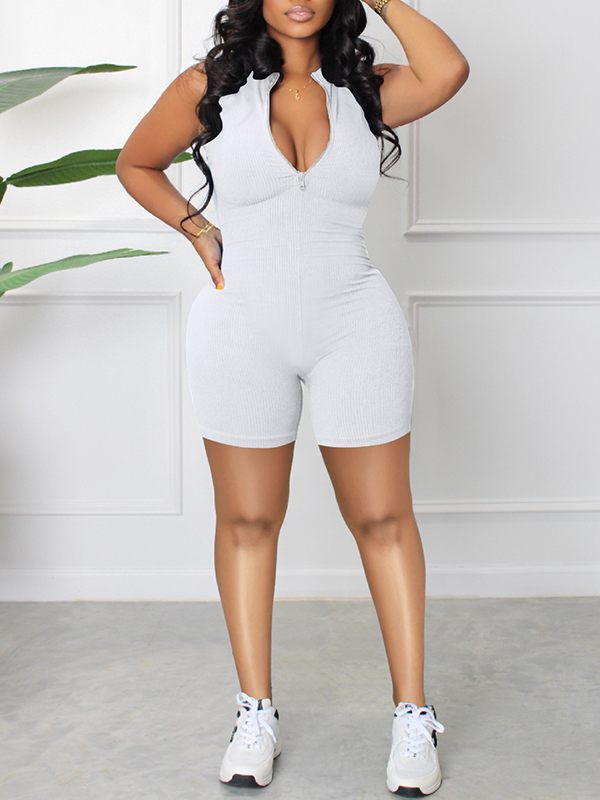 Zip-Front Sleeveless Romper