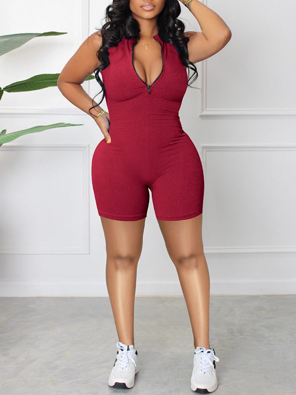 Zip-Front Sleeveless Romper