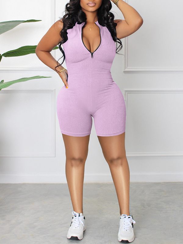 Zip-Front Sleeveless Romper