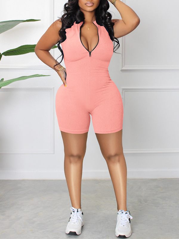 Zip-Front Sleeveless Romper
