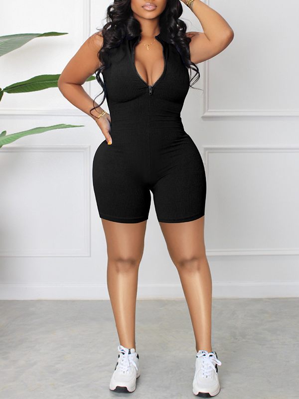 Zip-Front Sleeveless Romper