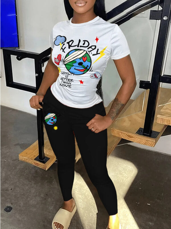 Logo-Print Tee & Pants Set