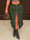 Slit-Front Cargo Skirt
