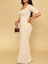 Solid Square-Neck Maxi Dress