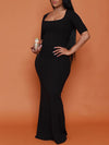 Solid Square-Neck Maxi Dress