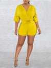 V-Neck Drawstring Romper