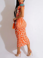 Printed Mock-Neck Bodycon Dress