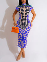Printed Mock-Neck Bodycon Dress