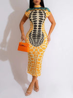 Printed Mock-Neck Bodycon Dress