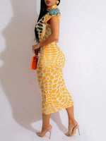 Printed Mock-Neck Bodycon Dress