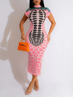 Printed Mock-Neck Bodycon Dress