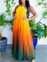 Ombre Pleated Halter Dress
