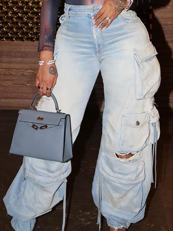 Ripped Cargo Jeans