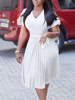 Solid Tied Pleated Dress