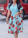 Printed Combo Pleated Dress
