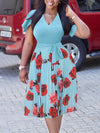 Printed Combo Pleated Dress