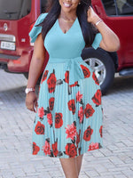 Printed Combo Pleated Dress