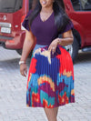 Printed Combo Pleated Dress