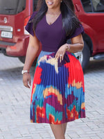 Printed Combo Pleated Dress