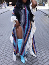 Flounced Knit Caftan Dress