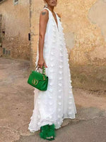White Halter Plunge Dress
