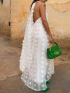 White Halter Plunge Dress