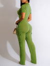 Solid Zip-Front Jumpsuit