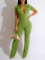 Solid Zip-Front Jumpsuit