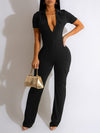 Solid Zip-Front Jumpsuit
