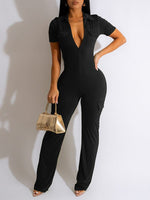 Solid Zip-Front Jumpsuit