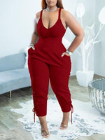 Solid V-Neck Sleeveless Jumpsuit