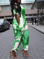 Printed Button-Front Jumpsuit