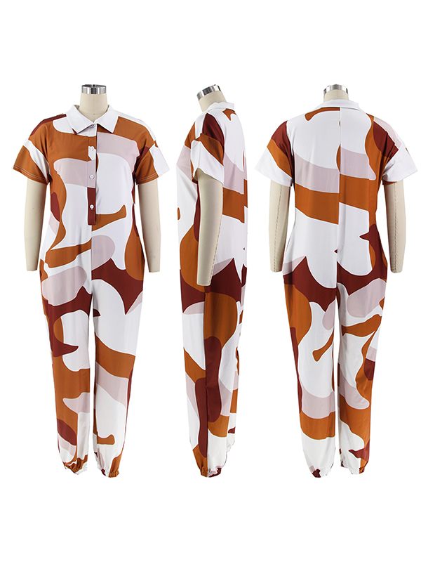Printed Button-Front Jumpsuit