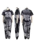 Printed Button-Front Jumpsuit