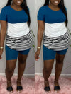 Stripe Combo Tee & Biker Shorts Set