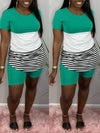 Stripe Combo Tee & Biker Shorts Set
