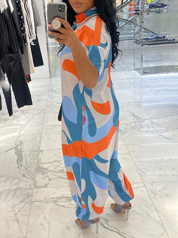 Printed Button-Front Jumpsuit