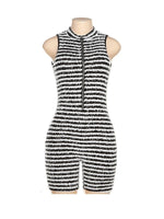 Stripe Zip-Front Sleeveless Romper