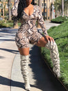 Snake-Print V-Neck Romper