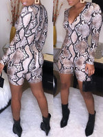 Snake-Print V-Neck Romper