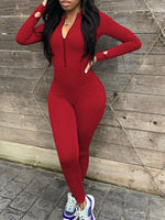 Solid Zip-Front Jumpsuit