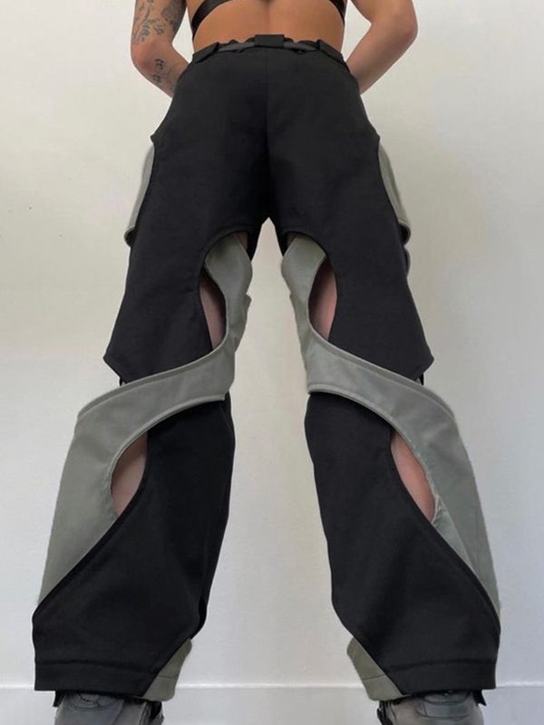 Two-Tone Cutout Pants