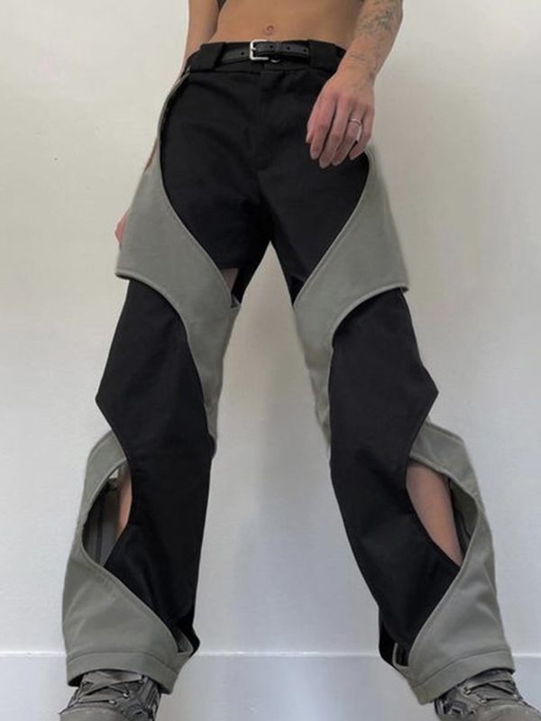 Two-Tone Cutout Pants