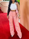Faux-Leather Cargo Pants