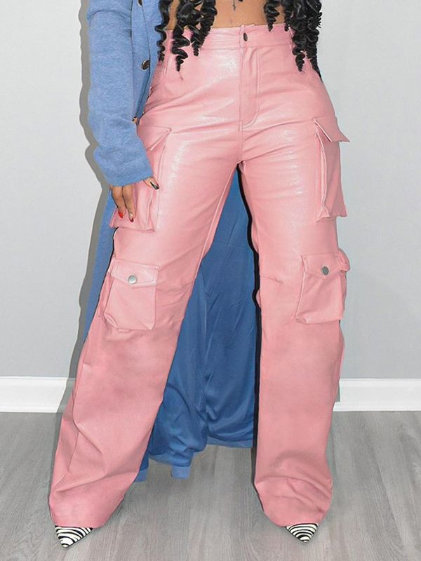 Faux-Leather Cargo Pants