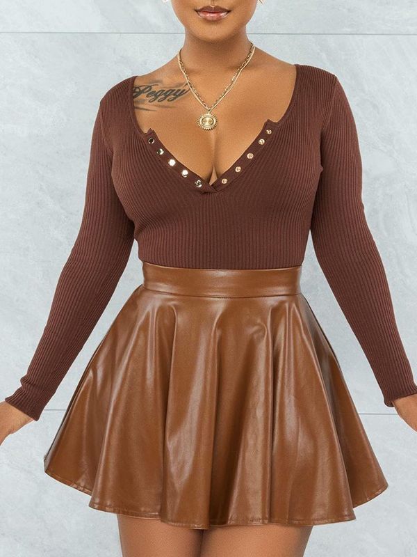 Faux-Leather Mini Skirt