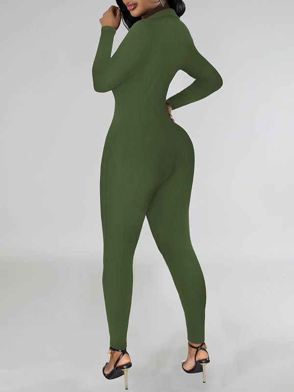 Solid Button-Front Jumpsuit