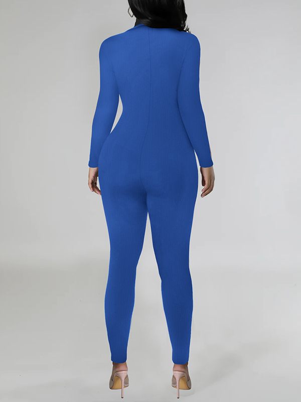 Solid Button-Front Jumpsuit